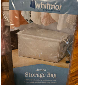 NEW! Whitmor Jumbo Storage Bag 19"L x 29"W x 15.5"H ~ Clear Zipper Carry Handles